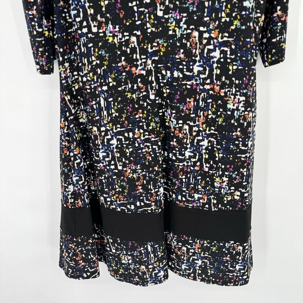 American Living Dress Womens Black Pattern 3/4 Sleeve Pullover Knit Size 16 - Picture 2 of 10